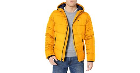 Tommy Hilfiger Synthetic Classic Hooded Puffer Jacket in Yellow for Men - Lyst
