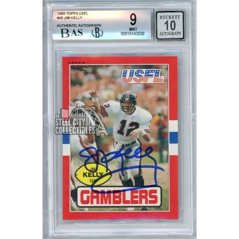 Jim Kelly 1985 Topps USFL Autograph Card #45 BGS 9 BAS 10 | Steel City ...