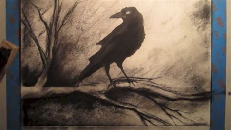 How To Draw A Crow on a Tree Branch - Tutorial - YouTube