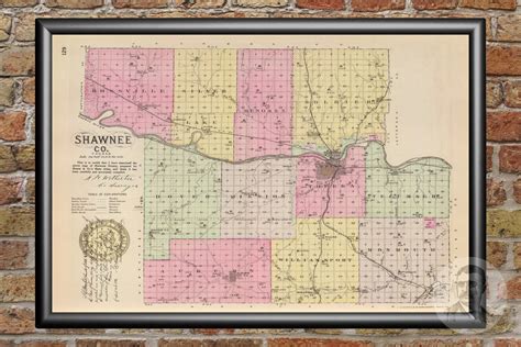 Vintage Shawnee County KS Map 1887 Old Kansas Map | Etsy