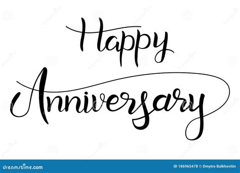 Happy Anniversary Brush Hand Lettering Text Isolated Stock Vector - Illustration of script ...