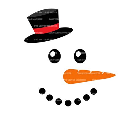 Snowman With Hat Svg Snowman Face Svg Merry Christmas Svg. - Etsy