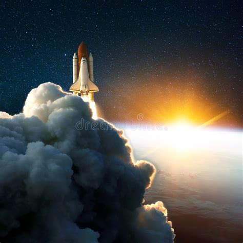 Rocket Launch, Lift Off at Amazing Sunset. Space Shuttle in the Space ...