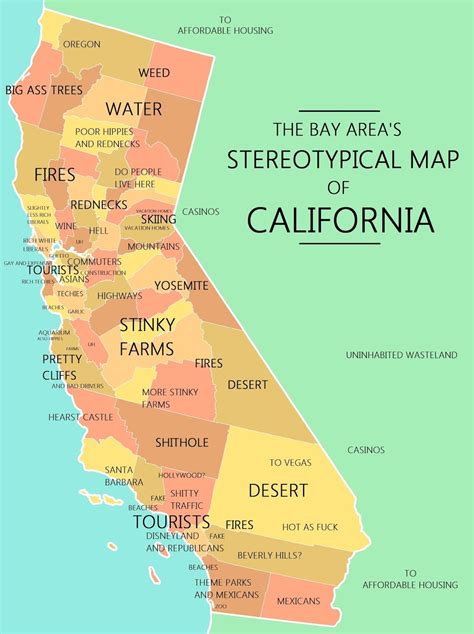 The Bay Area's Stereotypical Map of California | California map, Map ...