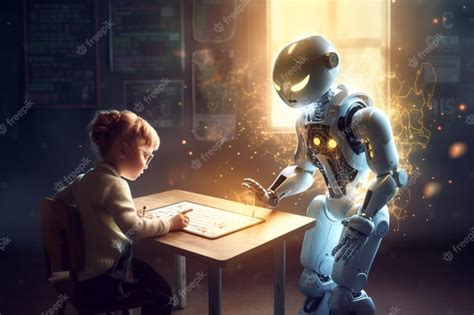 Premium AI Image | Artificial intelligence AI robot or cyborg teacher ...