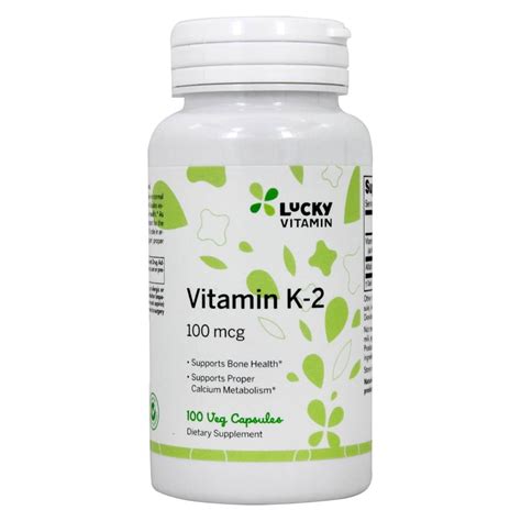 LuckyVitamin - Vitamin K2 Bone Health Support 100 mcg. - 100 Veg Capsules - Walmart.com ...