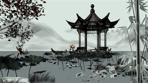 3D model Chinese landscape painting Ink and wash