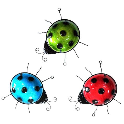 3pcs Metal wall decor for Ladybug Garden Lawn Yard Patio Sculpture ...