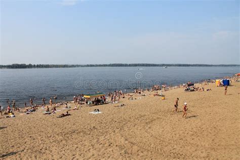 Samara, Russia - August 15, 2014: the Beach at the River Volga. Editorial Stock Photo - Image of ...