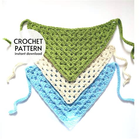 CROCHET PATTERN Easy Crochet Bandana Headband Pattern, Crochet Hair Scarf Kerchief Pattern PDF ...