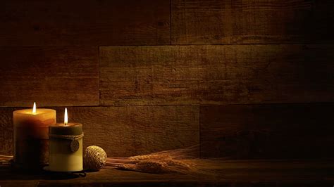 Autumn Candles with Wheat on Retro Wood Background Loop Video - MusicTruth - Background Videos