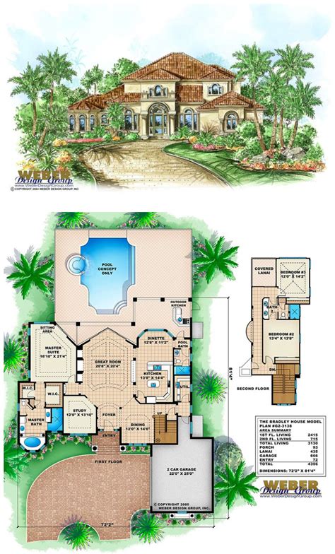 Mediterranean House Plan: 2 Story Coastal Mediterranean Floor Plan ...