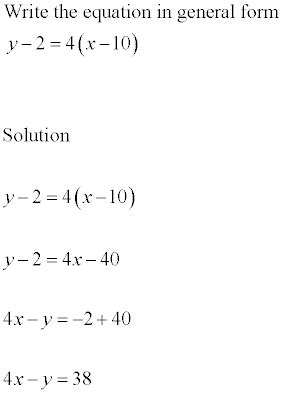 Examples of Math Problems: Write the equation of the line in general form