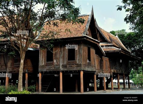 Ayutthaya, Thailand Traditional Thai wooden houses built on stilts with ...