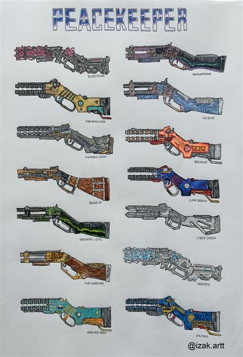 Hand drawn peacekeeper skins! : apexlegends