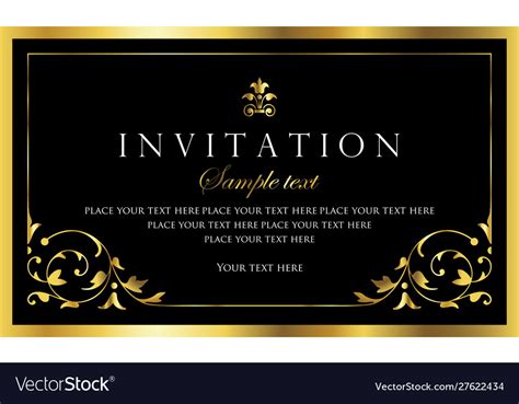 Invitation card - black and gold luxury design Vector Image