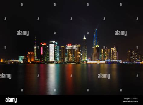 Shanghai skyline at night Stock Photo - Alamy