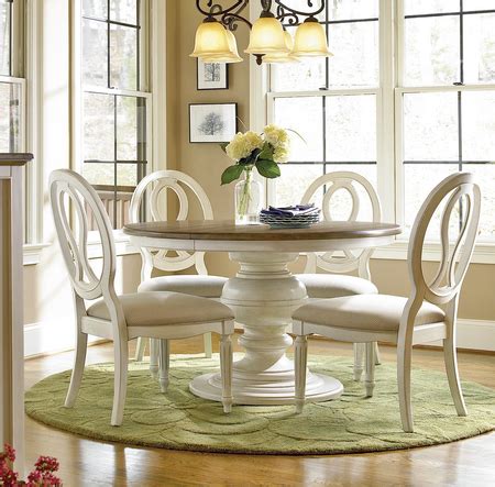 Country-Chic 5 Piece Round White Dining Table Set | Zin Home