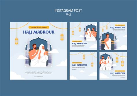 Free PSD | Flat design hajj season instagram posts