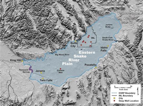 Eastern Snake River Plain with aquifer system highlighted. | Download ...