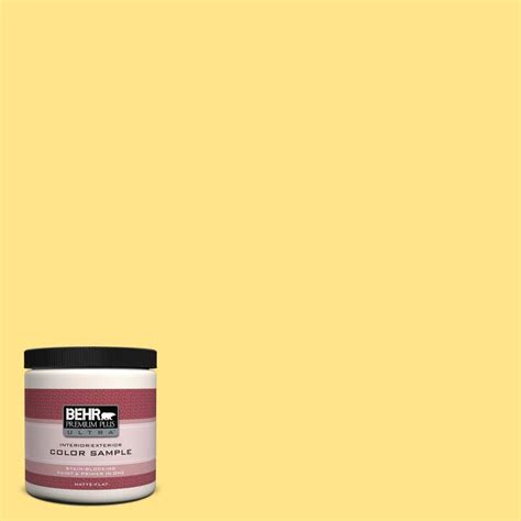 BEHR Premium Plus Ultra 8 oz. #370A-3 Bicycle Yellow Interior/Exterior Paint Sample-370A-3U ...