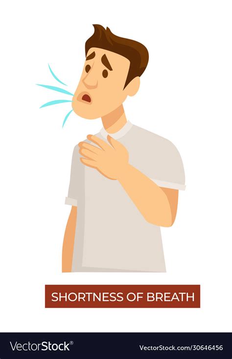 Shortness breath man with symptoms Royalty Free Vector Image