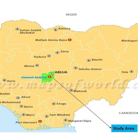 Map of Nigeria presenting the Nnamdi Azikiwe International Airport,... | Download Scientific Diagram