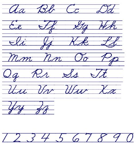 Printable Cursive Alphabet Chart - Printable Templates