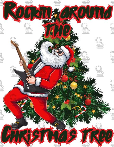 Rockin Around the Christmas Tree Png, Rock and Roll Santa Png, Rocker ...