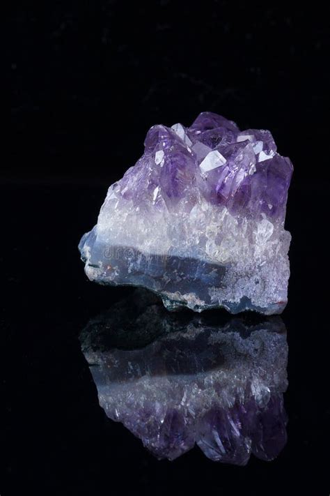 Unprocessed Amethyst Crystal On A Dark Background With Reflection Stock Image - Image of purple ...