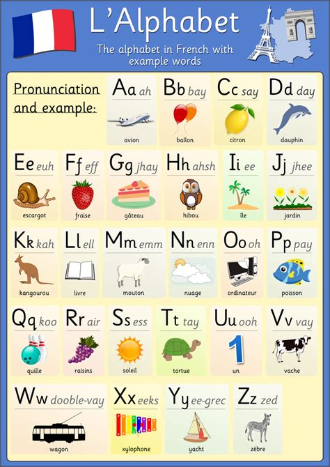 French Alphabet Poster | Basic french words, French alphabet, French flashcards