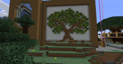 Tree art I made on the wall of my automatic tree farm. : r/Minecraft