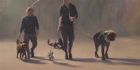 a dog walking a human on a leash, cinematic lighting, | Stable Diffusion | OpenArt