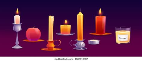 Wax Candles Different Shapes Fire Flavored Stock Vector (Royalty Free ...