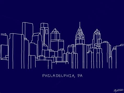 Philadelphia Skyline Drawing White, Pink, Navy & Black DIGITAL DOWNLOAD - Etsy