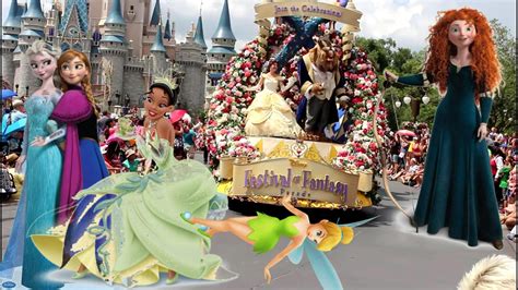 Disney Princess Party Parade Festival of Fantasy Belle Elsa Anna Tiana Rapunzel Tinker Bell ...