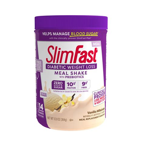 SlimFast Diabetic Meal Replacement Shake Mix, Vanilla Milkshake, 12.8 ...