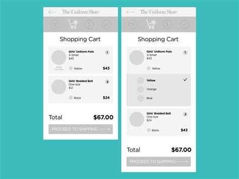 Shopping cart wireframes by Amanda Brinkman on Dribbble