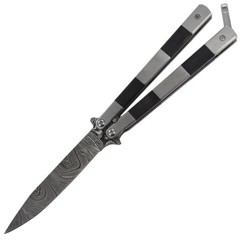 Horror Show Damascus Steel Heavy Duty Fanning Butterfly Knife