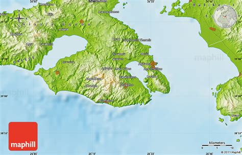 Physical Map of Skópelos