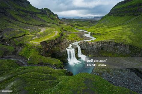 Waterfall At The Gates Of Okmok At Umnak High-Res Stock Photo - Getty Images