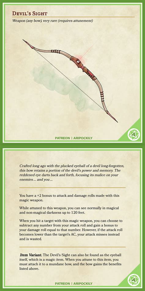 [OC][Art] The Devil's Sight - an eldritch bow designed to trade accuracy and power : UnearthedArcana