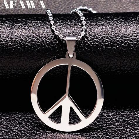 2017 New Peace Symbol Stainless Steel Necklaces for Women Unisex Simple ...