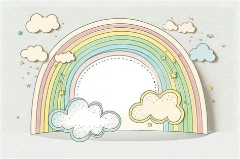 Premium AI Image | Rainbow background baby shower hand drawing copy space mockup