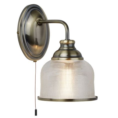 Searchlight Bistro II Antique Brass Wall light Holophane Glass Shade