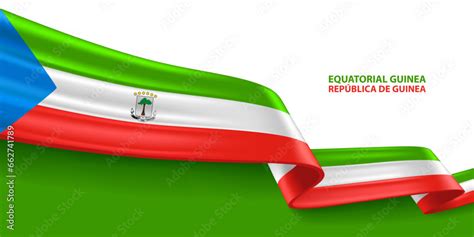 Equatorial Guinea 3D ribbon flag. Bent waving 3D flag in colors of the ...