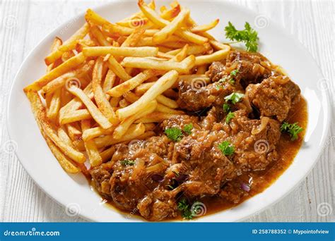 Flemish Stew, Carbonnade, Beef Stew with Fries Stock Photo - Image of pork, onion: 258788352