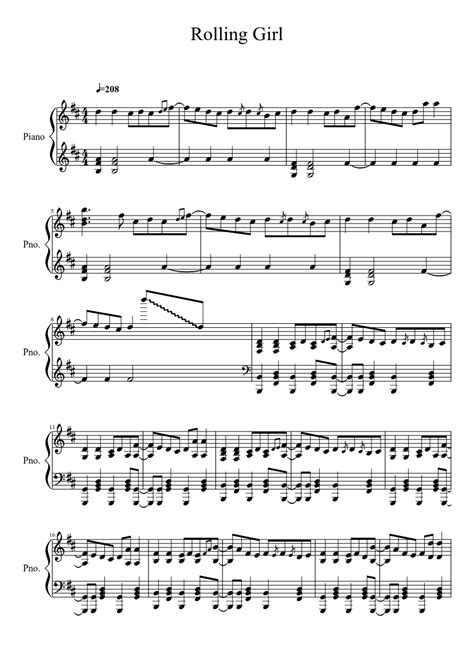 Rolling Girl sheet music for Piano download free in PDF or MIDI