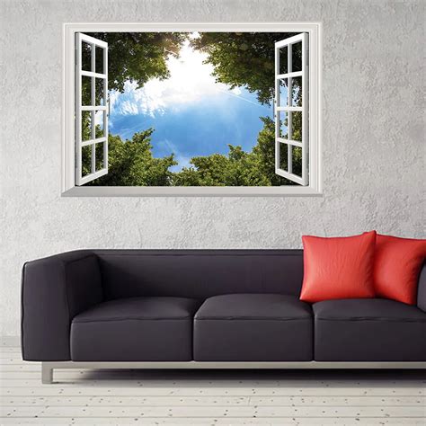 3D Window Landscape Wall Sticker Decals Wall Art Decor Removable Room ...