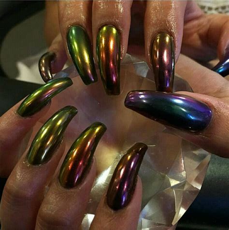 Oil slick nail polish | Nails, Gel nail art, Metallic nails